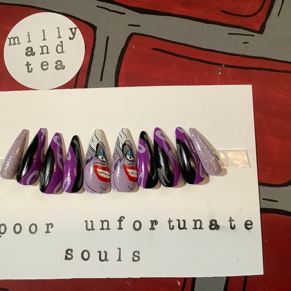 Poor Unfortunate Souls Set: Custom Hand Painted Press-On Nails