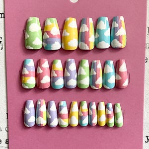 Clouds: Hand Painted Press On Nail Set (24 pc)