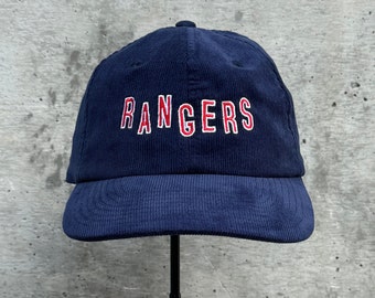 NY Rangers Corduroy Embroidered Hat - Navy Blue - Red