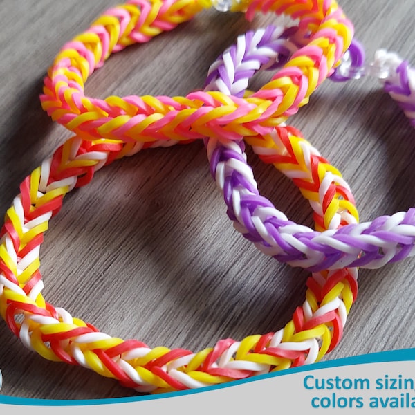 CUSTOM ORDER | Rainbow Fishtail Loom Bracelet | Kid Gifts and Birthday Party Favors | Friendship Bracelet