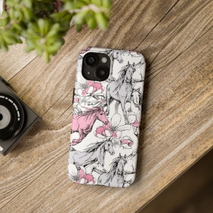 Niedliche Blumen Pferd Handyhülle | Langlebig | Leichtgewicht | iPhone 16 Pro Max Plus 15 14 13 Mini SE 12 11 X SE XR Xs 8 7| Samsung S24 S23 S22 S21