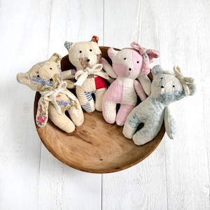 Mini Heirloom Quilt Bears, Patchwork Bears, Stuffed Animal Bear