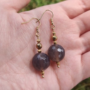 Smoky Quartz and Gold Earrings