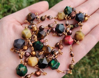 Collana in rame e agata tinta