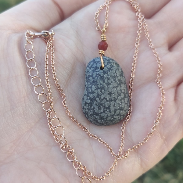 Speckled Basalt Pendant Necklace