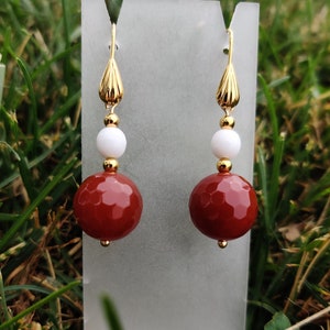 Carnelian and Gold Earrings