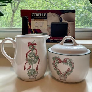 Corelle Coordinates Holiday sugar bowl and creamer set