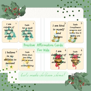Positive Affirmation Karten, Weihnachten, Herbst, Kinder Empowerment, Pdf, Karte für Lehrer, Lehrer Werkzeug, soziale Fähigkeiten, Journal Tagebuch, Digital, Kreativität