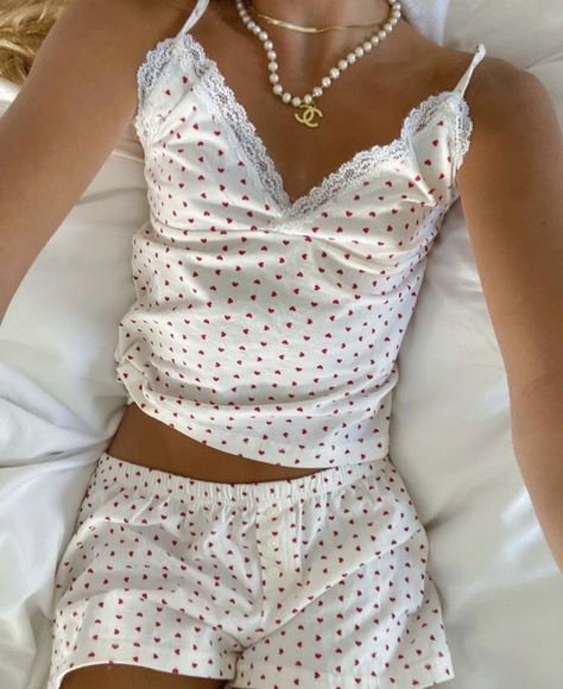 BRANDY MELVILLE Coquette Pajama Top and Bottom Set Out of Etsy