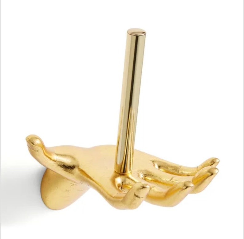 Stunning Gold Hand and Thumb Toilet Accessories Towel Holder Toilet Roll Holder Light Pull Set