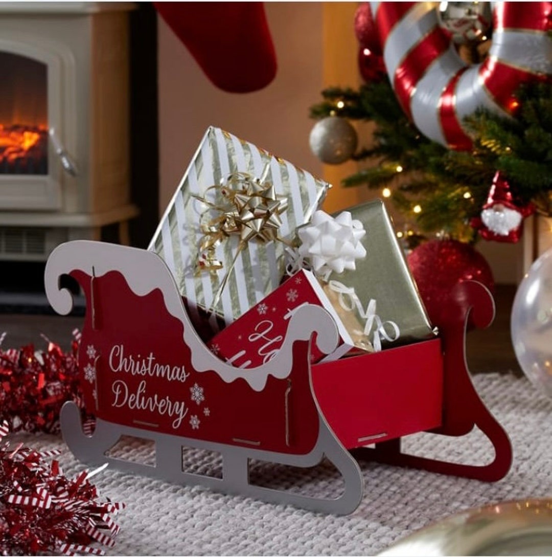 Stunning Christmas Cardboard Sleigh Present Santa Christmas Etsy UK