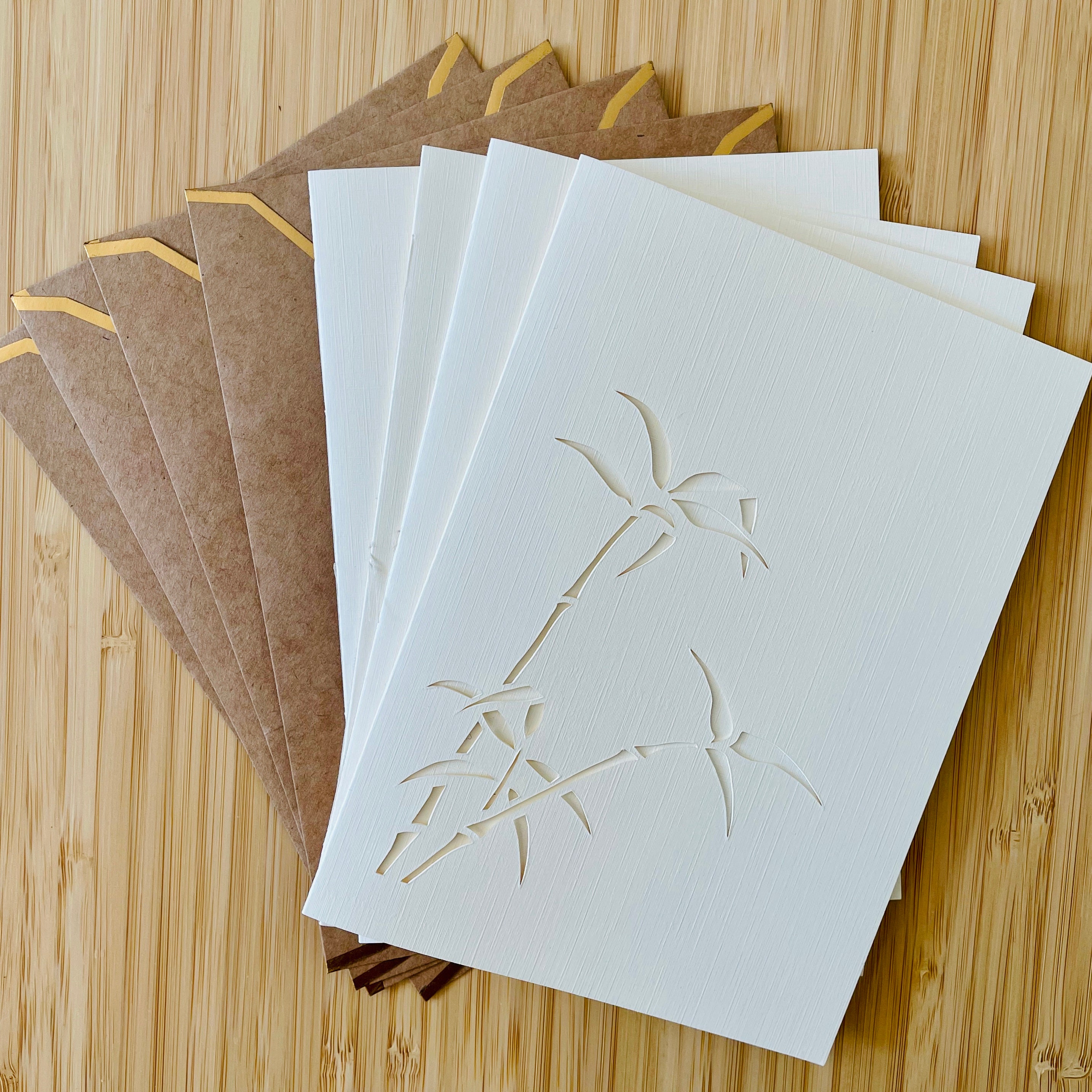 Bamboo Cut-out Holiday Greeting Card Set (handmade Set of 4, With ...