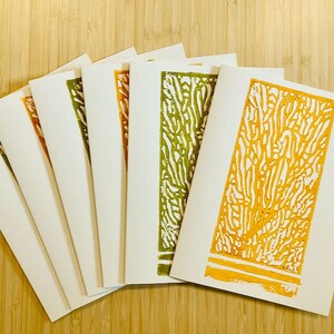 Rechteckiges Fächer Grußkarten-Set (handgemachtes 6er-Set | 3 gelbe + 3 grüne | mit Umschlägen)