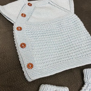 Newborn Gift Set, Light Blue Knitted Cotton Baby Sweater and Booties for 0-3 Months, Suitable Unisex, Toddler