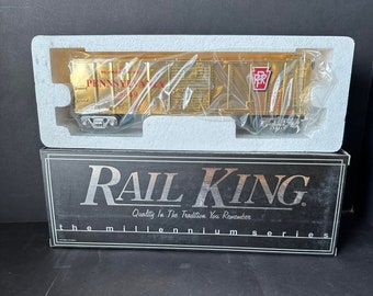 MTH/Rail King 40&#39; GOLD Plate 24K  PENNSYLVANIA  Boxcar # 7446 O Gauge New
