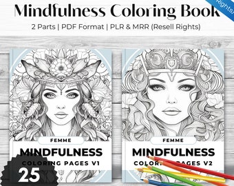Libro para colorear "Femme Mindfulness": 50 páginas, con derechos de reventa (patrón en PDF)