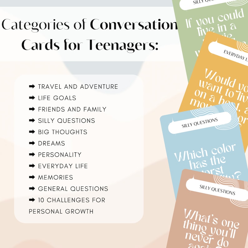 Teen Conversation Cards: Self-reflection & Growth (printable) - Etsy