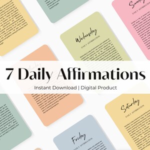 7 AFIRMAÇÕES DIÁRIAS | Segunda, terça, quarta, quinta, sexta, sábado, domingo Afirmações! Cartões de afirmação digital
