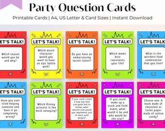 Funny Question Cards: Icebreaker Party Game (PNG, PDF)