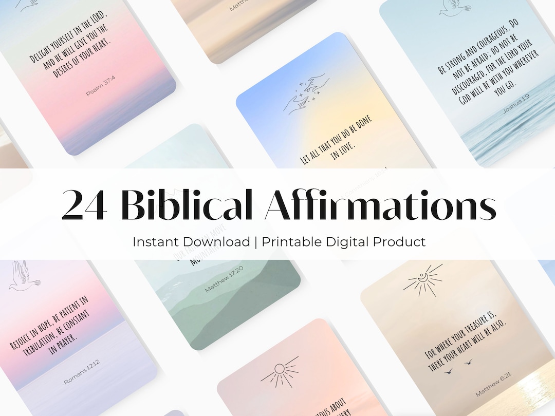 20 Biblical CHRISTIAN Affirmations Digital Download Affirmation Cards ...