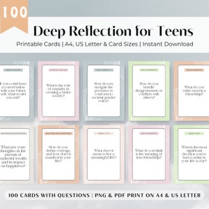 REFLECTIEKAARTEN voor tieners | Zelfreflectie en gespreksstarters voor tieners | Afdrukbare tieners gespreksvragen, communicatiekaarten