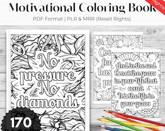 Libro para colorear con frases motivacionales: 170 páginas, con derechos de reventa (descarga digital)