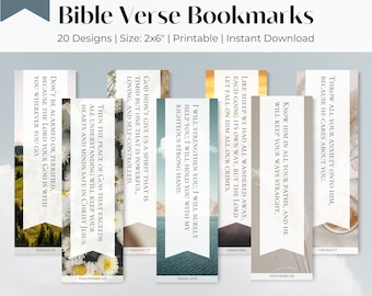 Bible Verse Bookmarks: Christian Scripture, 20 Designs (Digital Download)