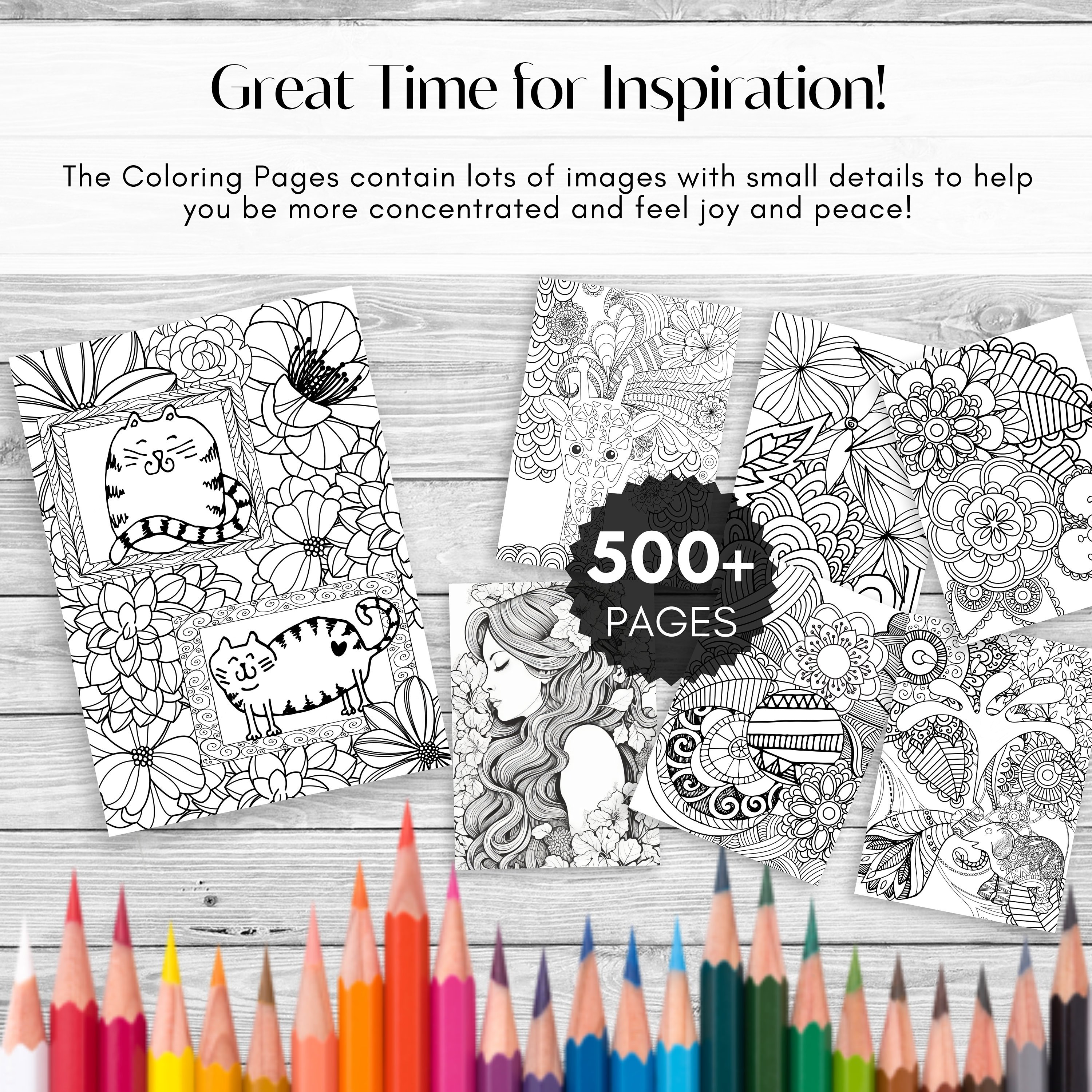 500 Coloring Pages for Adults &amp; Teenagers, Adult Coloring Pages, Master ...