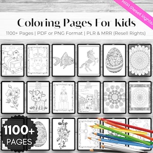 1100+ Children Coloring Pages BUNDLE MRR, Coloring Books for Kids Master Resell Rights, Resell Coloring Book dfy plr Printable Coloring Book