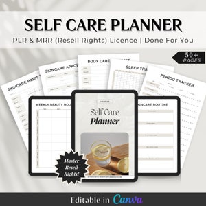 Self Care Digital Planner with PLR & MRR Resell Rights, Canva Editable, Personal and Commercial Use, Resell Digital Products, Canva Template