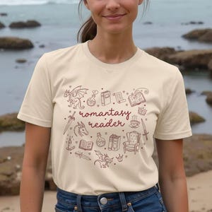 Romantasy Shirt, Bookish Graphic Tee, Romantasy Reader T-Shirt, Book Lover Gift, Reading Gift for Her, Organic Bookworm Women's Top