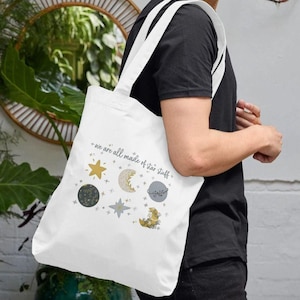 Moon and Stars Tote Bag: Celestial Dreamy Organic Cotton Gift