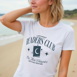 Reading T-shirt, Bookish Graphic Tee, Night Owl Reader Top, Book Lover Gift for Bookworms, Book Club Shirt, Late Night Readers Club