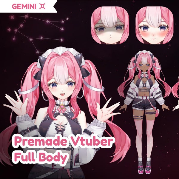 Live2D Vtuber Modell | Gemini das Sternzeichen Vtuber, voll getakelt, Vtube Studio, Kommerzielle Nutzung! (Gebrauchsfertig) - Ganzkörper-Vtuber-Modell