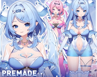 Semi Customizable Vtuber Model | Aquarius Vtuber, Fully Rigged, Vtube Studio, Commercial use! (Ready to Use) - Full Body Vtuber Model