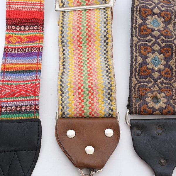 Vintage Woven Camera Straps Wide. 1970's & 1980's Retro Hippie Fabric.