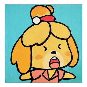 Dipinto acrilico originale - Isabelle di Animal Crossing su tela - 20x20 cm (7,87x7,87 pollici) - Fan Art - Piccola tela artistica - Arte personalizzata