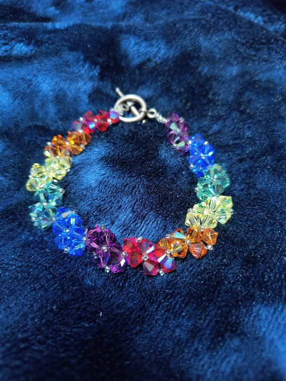 Shimmering rainbow beaded bracelet