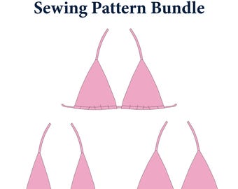 Triangle Bikini Top Pattern Bundle | 3 Styles: Tiny, Standard & Ruffle | Sizes XS-XXL | PDF Swimwear Sewing Pattern