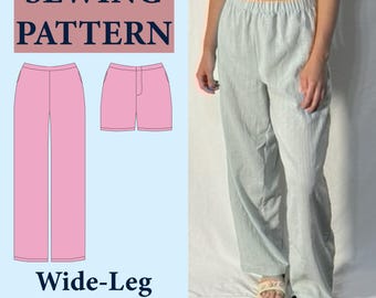 Linen Wide Leg Pants PDF Sewing Pattern | + Boxer Shorts | 2-in-1 Bundle | Scandi Style | Size 0-18 | Beginner Friendly