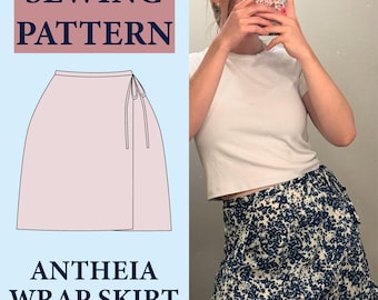 Patrón de costura en PDF para falda cruzada / Tallas 0-16 / Fácil para principiantes / Incluye videotutorial / Moda femenina