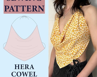 Cowl Neck Top PDF Sewing Pattern | Size XS-XL | Beginner Friendly | Open Back | Quick diy Summer Top