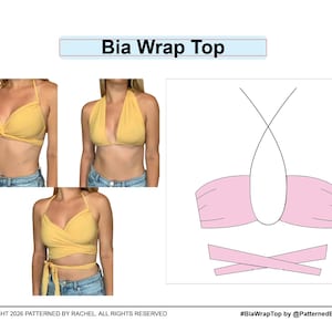 PDF-sömnadsmönster för omlotttopp | Nybörjarvänlig | 10+ sätt att bära | Storlekar XS-XL | Digital nedladdning | Omlotttopp för dam