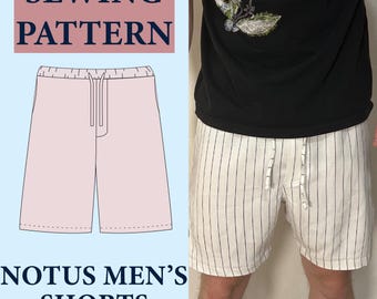 Men's Shorts PDF Sewing Pattern | Elastic Waistband | Side Pockets | 6" Inseam | Sizes XS-XL | Digital Download | Linen Shorts