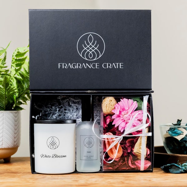 White Blossom + Flower Mothers Day Crate, Candle Gift Set Mothers Day Sale!