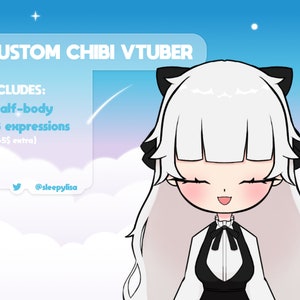 Custom Chibi Live 2d vTuber Model | Cute Chibi 2d vTuber Model Commission of your character
