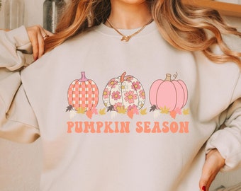Stagione della zucca Maglietta di zucca Felpa autunnale Felpa di zucca Maglietta del Ringraziamento Maglietta della toppa di zucca Felice autunno Yall Maglione girocollo di zucca