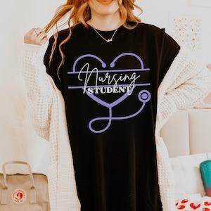 Nursing Student Tee Heart Stethoscope Shirt Medical School Grad Gift for Nurse Healthcare Worker Top RN Present Nurse Appreciation Tshirt