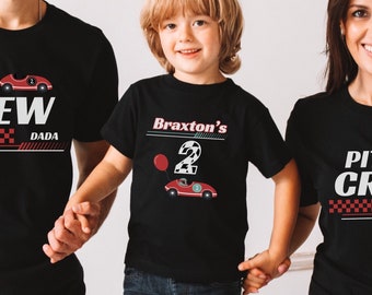 Koszulka dla dwóch szybkich chłopców na urodziny Dopasowane koszulki urodzinowe dla rodziny Koszulka urodzinowa Racecar 2. urodziny Spersonalizowana koszulka dla dzieci Koszulka dla dwóch szybkich tatuśków