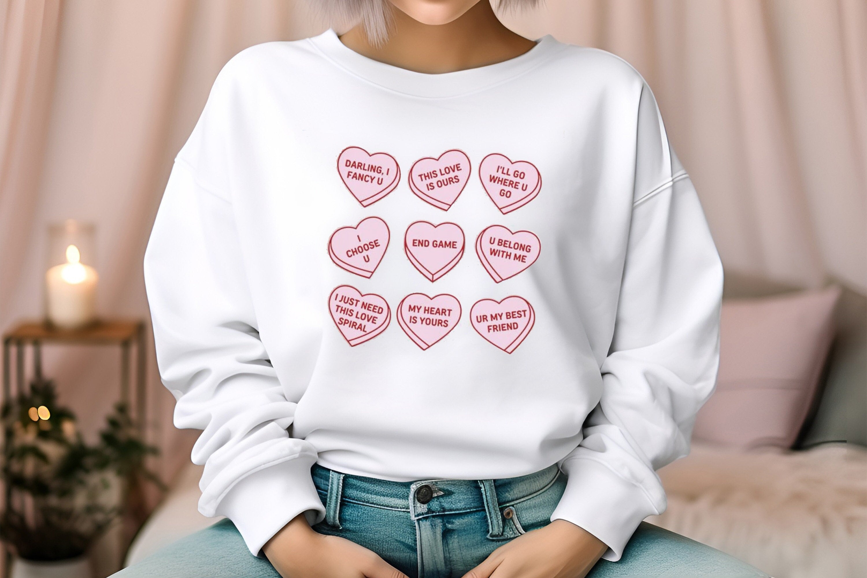 Taylor Swift Candy Hearts Lyrics Valentines Day Sweatshirt Vinyl on